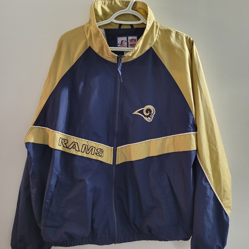 Vintage Logo Athletic St Louis Rams Full Zip Jacket Windbreaker Men's Size Large